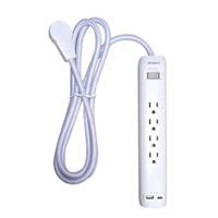 Inland 4-outlet surge protector + USB-A/USB-C, 6 ft